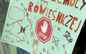 Plakat wykonany przez uczennice klasy 4c po zajęciach dotyczącej przemocy r&oacute;wieśniczej. 
